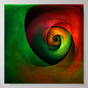 Red Green Floral Modern Abstract Art Pattern #21 Poster