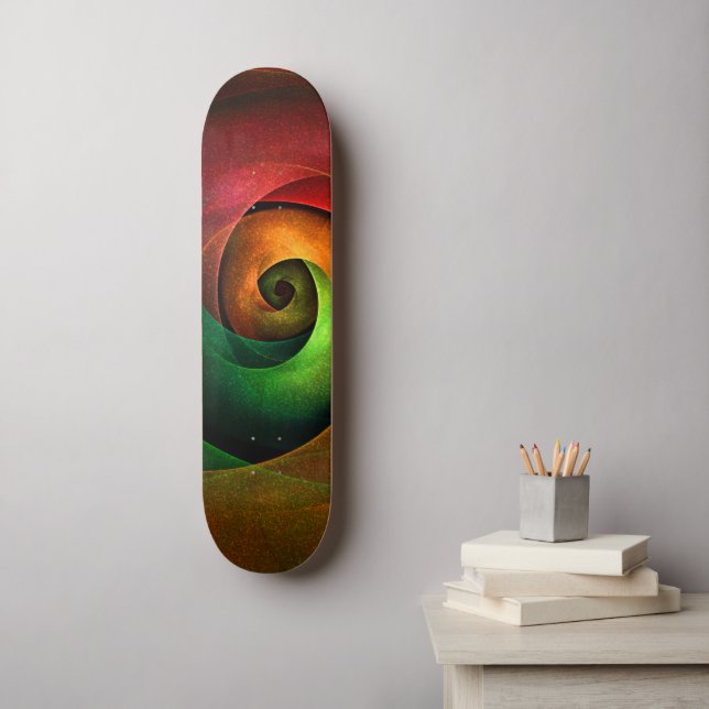 Red Green Floral Modern Abstract Art Pattern #21 Skateboard (Wall Art)