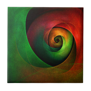 Red Green Floral Modern Abstract Art Pattern #21 Tile