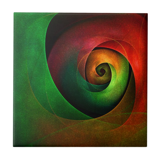 Red Green Floral Modern Abstract Art Pattern #21 Tile (Front)