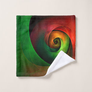 Red Green Floral Modern Abstract Art Pattern #21 Wash Cloth