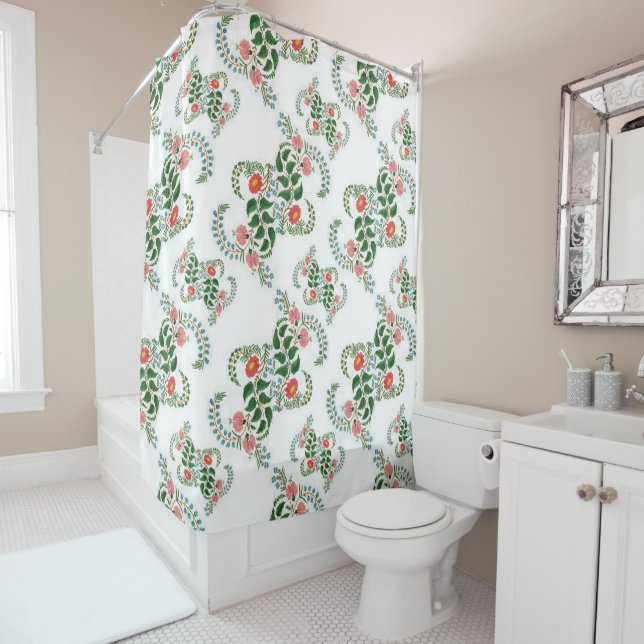 Red Green Floral Seamless New Year Xmas White (In Situ)