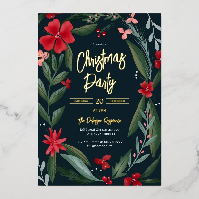 Red green floral wreath pattern Christmas (Front)