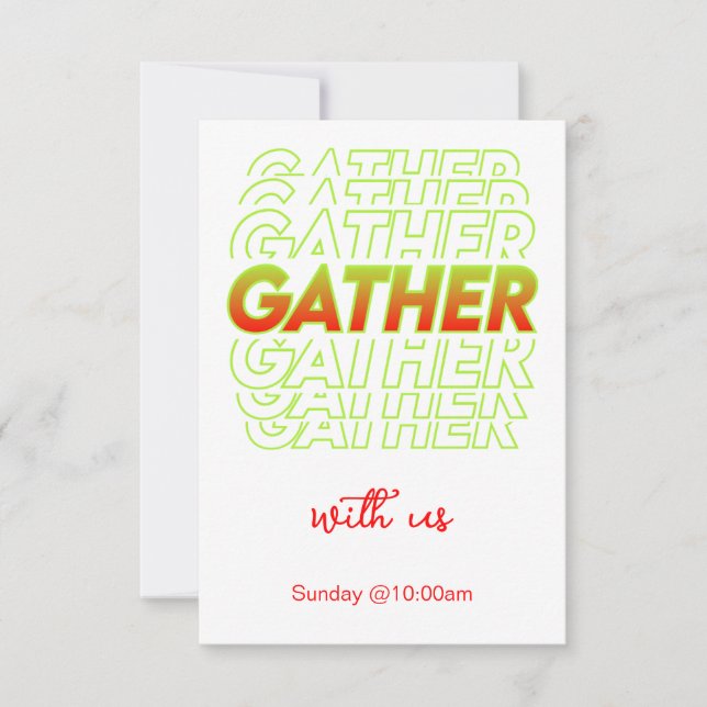 Red Green Gather with Us Church Invite (Front)