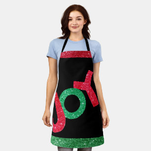 Red Green Glitter Mom Girlfriend Christmas Joy Apron