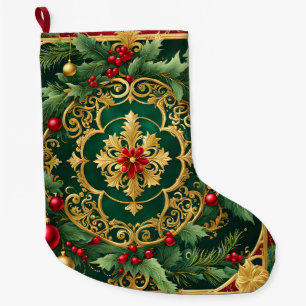 Red Green Gold Christmas Holiday Stocking