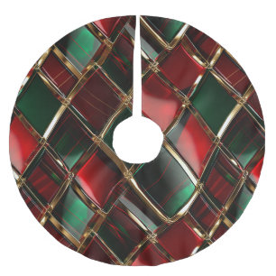 RED GREEN & GOLD CHRISTMAS PLAID PATTERNS BRUSHED POLYESTER TREE SKIRT