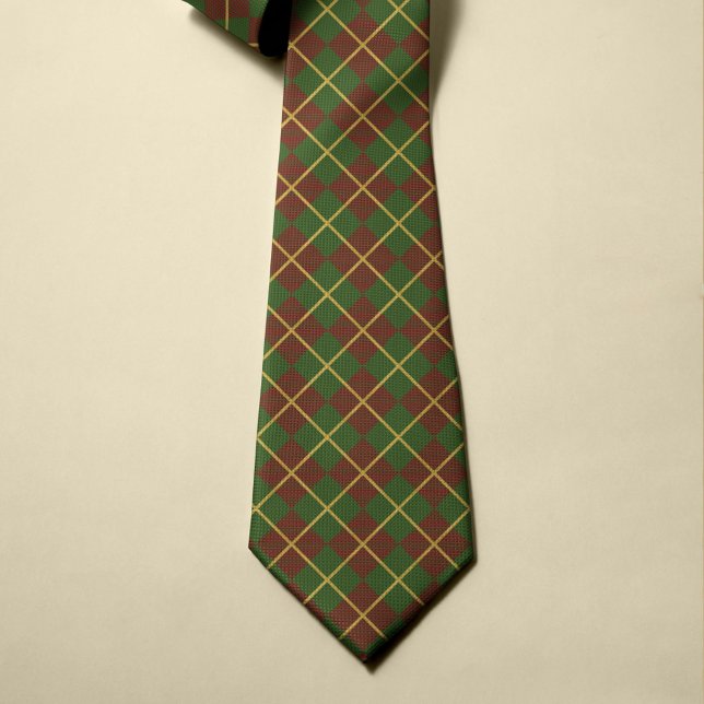 Red green gold Christmas plaid style patterned Tie (Creator Uploaded)