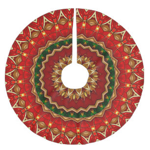 Red Green Gold Decorative Tree Skirt