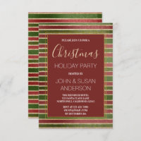 Red  Green - Gold Foil Christmas Party Invitation