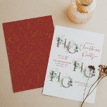 Red Green Gold Ho Ho Ho Holiday Christmas Party Invitation<br><div class="desc">This collection features elegant gold & greenery graphics,  with a winter botanical gold pattern back.</div>