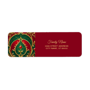 Red Green Gold Holiday Return Address Label
