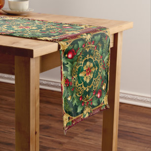 Red Green Gold Holiday Table Runner
