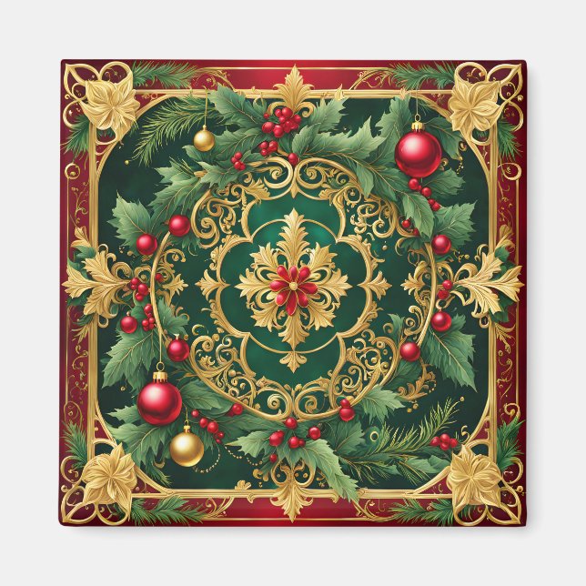 Red Green Gold Noël Magnet (Devant)
