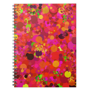 Red Green Gold & Pink Dots Colourful Pattern Notebook
