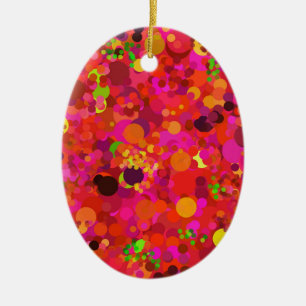 Red Green Gold & Pink Dots Modern Ornament
