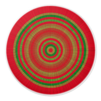 Red Green Gold Rings Ceramic Knob