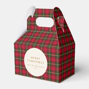 Red Green Gold Tartan Plaid Merry Christmas Family Favor Box