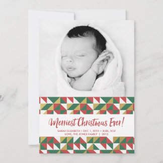 Red Green Gold Triangles Christmas Photo 5x7 Card