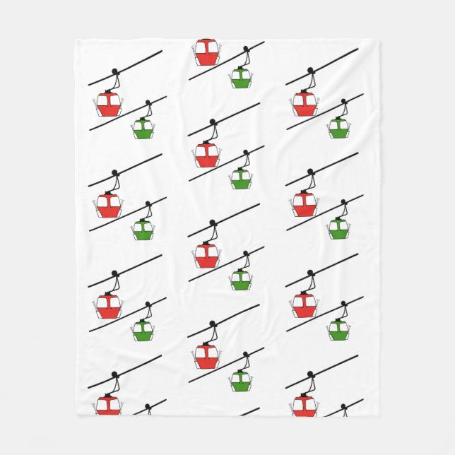 Red & green gondolas on white blanket (Front)