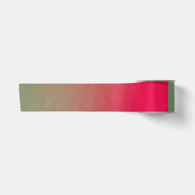 red & green gradient squares  satin ribbon (Front)