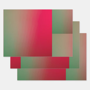 red & green gradient squares wrapping paper sheet