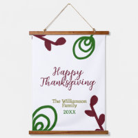 Red green happy Thanksgiving floral leaf fall