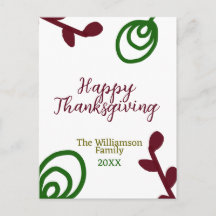 Red green happy Thanksgiving floral leaf fall