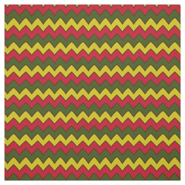 Red Green Hippie Chevron ZigZag Boho Pattern Fabric (Swatch)
