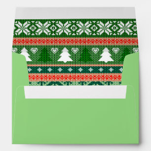 Red Green Holiday Christmas with Return Address Envelope