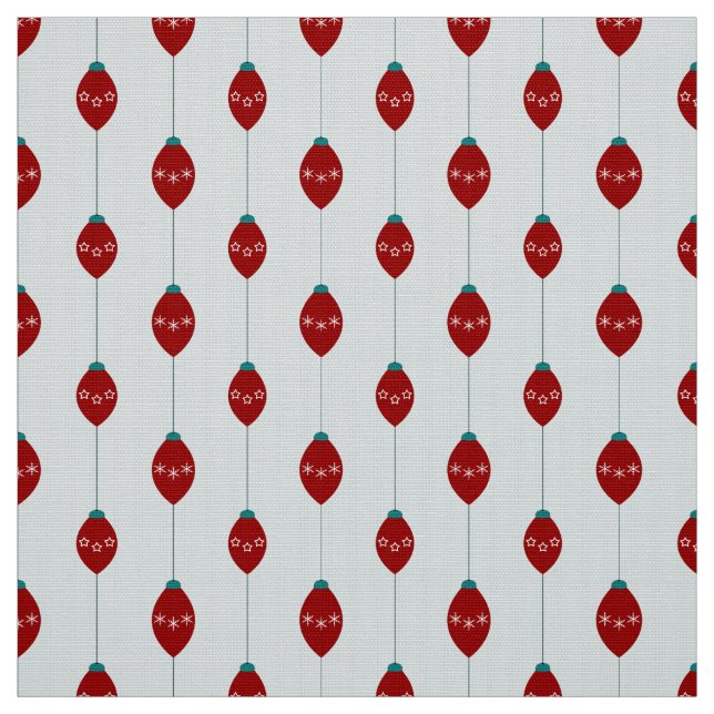 Red & Green holiday ornament string pattern Fabric (Swatch)