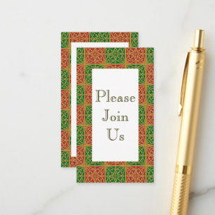 Red Green Holiday Pattern Invitation Business Card