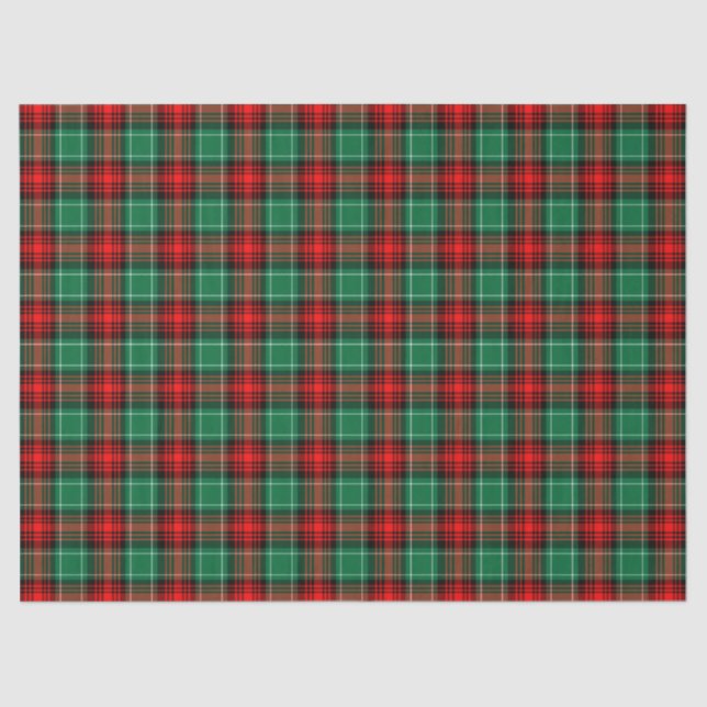 Red Green Holiday Plaid Pattern Tissue Paper (Front)