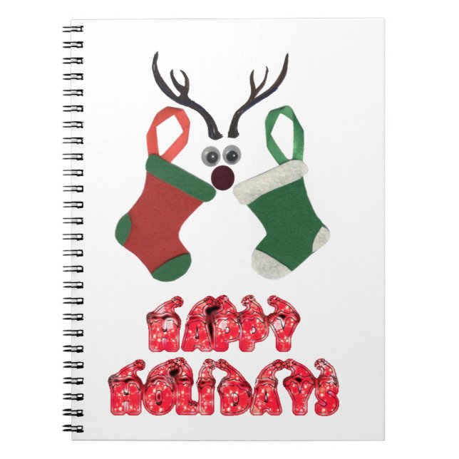 Red & Green Holiday: Reindeer Stocking  Notebook (Front)
