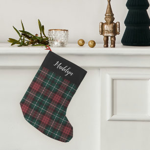 Red & Green Holiday Tartan Personalized Small Christmas Stocking
