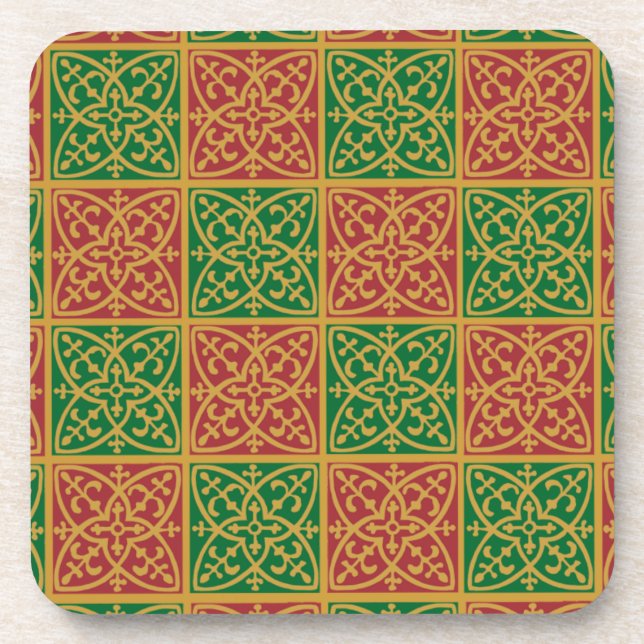 Red Green Holiday Tile Art Coaster (Front)