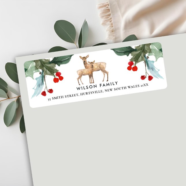 RED GREEN HOLLY BERRY DEER DUO ADRESSE DU NOUVEL A (Créateur téléchargé)
