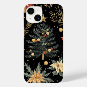 Red Green Holly Christmas Charcoal Pattern Case-Mate iPhone 14 Case