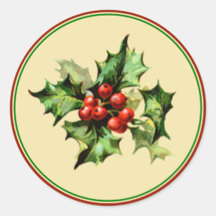 Red & Green Holly Christmas Holiday Envelope Seals