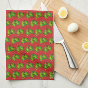 Red Green Holly Leaf Christmas Xmas Holiday Cookie Kitchen Towel