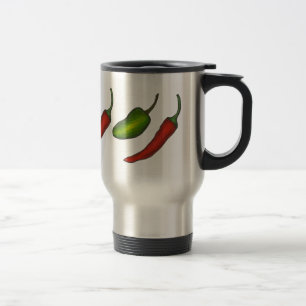 Red Green Hot Chili Pepper Japapeño Vegetables Travel Mug