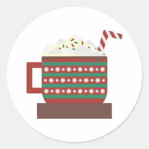 Red Green hot cocoa mug with marshmallow Classic Round Sticker