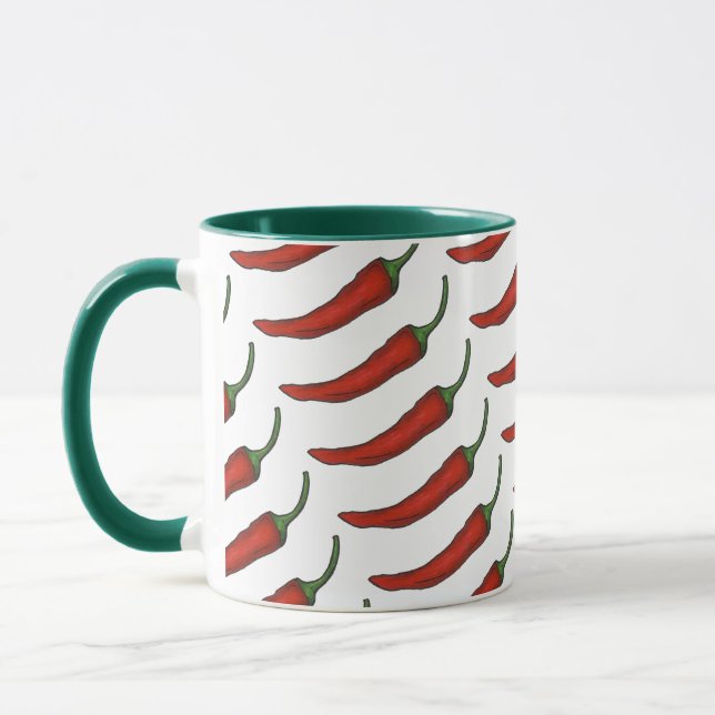 Red Green Hot Spicy Chili Chile Pepper Foodie Mug (Left)