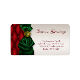 Red, Green & Ivory Christmas Holiday Address Label