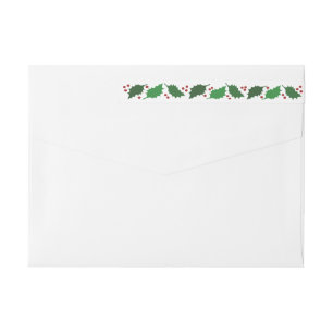 Red & Green Jolly Holly Wrap Around Address Label