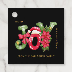 Red Green Joy Letters Illustration Christmas Favour Tags