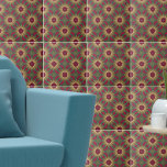Red Green Kaleidoscope Geometric Floral Pattern  Tile<br><div class="desc">Modern and vibrant decorative tile design featuring a seamless pattern made of abstract geometric flowers in green and red shades.</div>