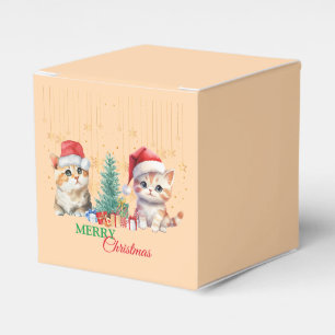 Red Green kitten cat Santa Merry Christmas Party Favor Box