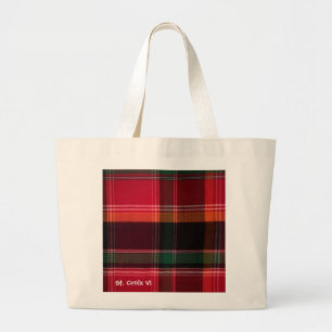 Red Green Madras Plaid Reusable Large Tote Bag