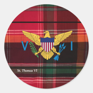 Red Green Madras Virgin Islands Flag Classic Round Sticker